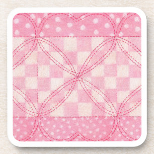 Porta-copo CORAÇÃO ROSA COLCHA Apoios de Plástico Rígido