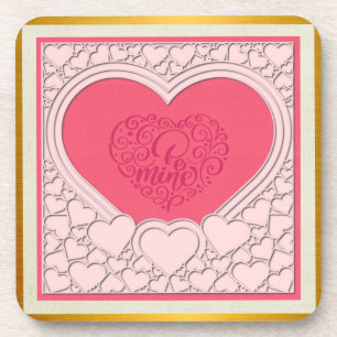 Porta-copo Coração Rosa Elegante Feliz Dia dos Namorados Eleg
