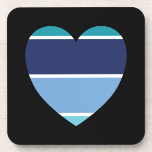 Porta-copo Coração Striped Azul
