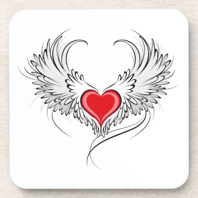 Porta-copo Coração Vermelho Anjo com asas (Frente)