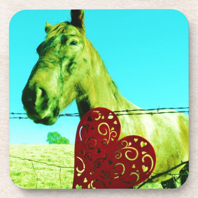 Porta-copo Coração Vermelho e Cavalo (Frente)