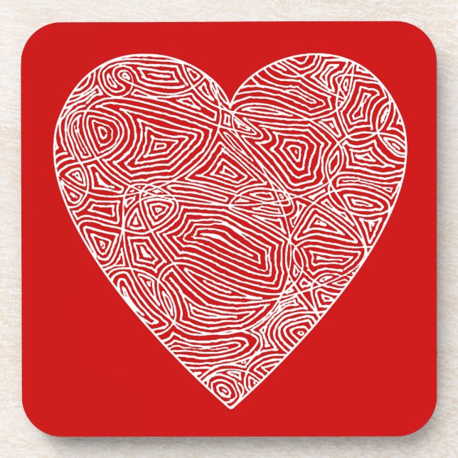 Porta-copo Coração vermelho escribble (Frente)