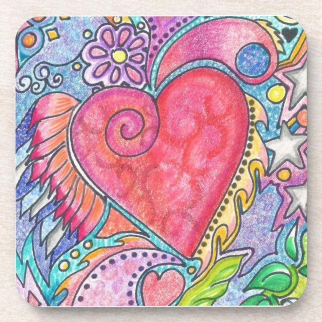 Porta-copo Coração Voador (Frente)