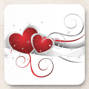 Porta-copo Corações Adolescentes Vermelhos e Brancos