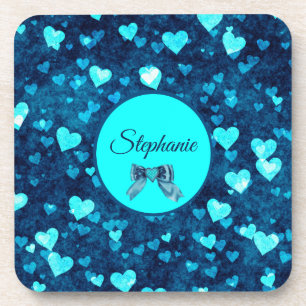 Porta-copo Corações Azuis