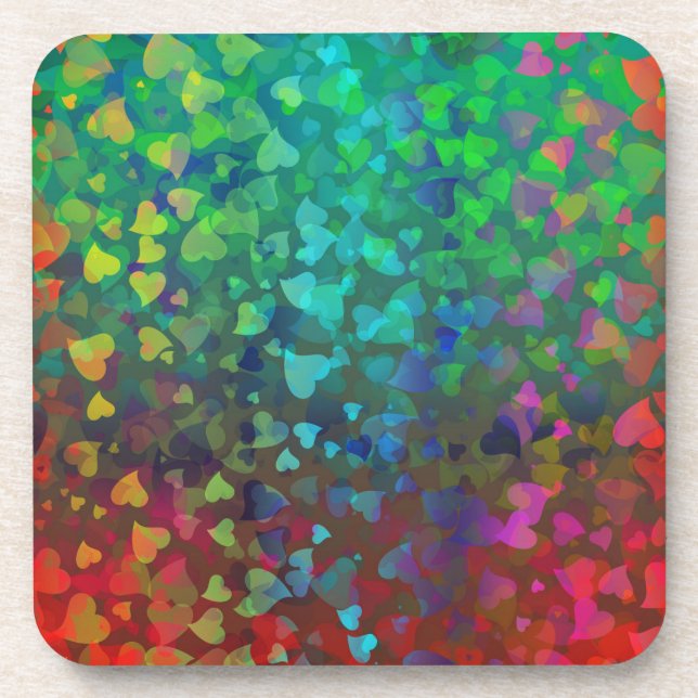 Porta-copo Corações Caindo Vermelho e Verde (Frente)