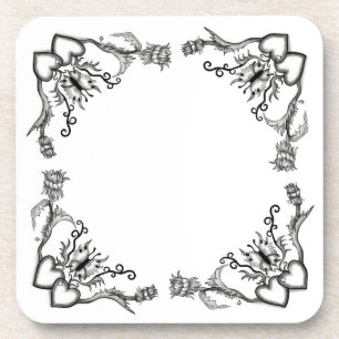 Porta-copo Corações com Flores e Borboleta no Estilo de Tatua