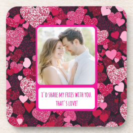 Porta-copo Corações cor-de-rosa cintilante compartilham meus