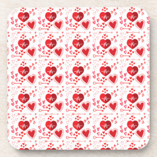 Porta-copo Corações de amor vermelho fofo