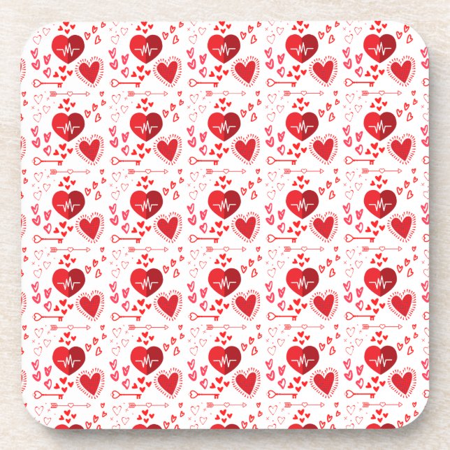 Porta-copo Corações de amor vermelho fofo (Frente)
