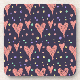 Porta-copo Corações de Padrão Corações Coloridas Girly Modern