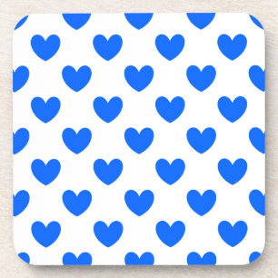 Porta-copo Corações de polca azul em branco