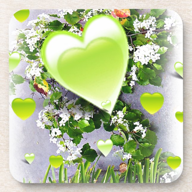 Porta-copo Corações Verdes de Amor_ (Frente)