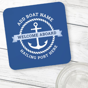 Porta-copo Corda de âncora borda nome do barco bem-vindo a bo