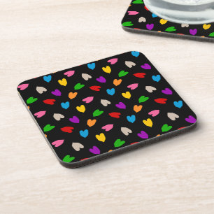 Porta-copo Cores Amor Corações Padrão Design Preto
