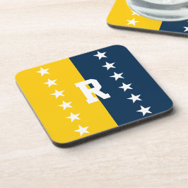 Porta-copo Cores da Faculdade Azul e Amarelo Milho Monograma