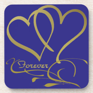 Porta-copo Cores de fundo editáveis Forever Hearts Gold
