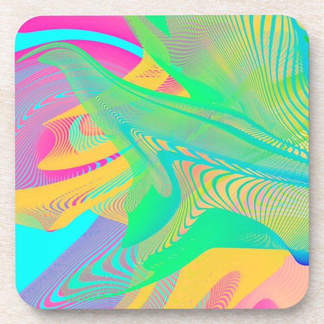 Porta-copo CORES FLUO - Arte Fractal - (Frente)