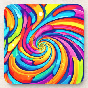 Porta-copo Cores giratórias, espiral psicodélica, chao colori