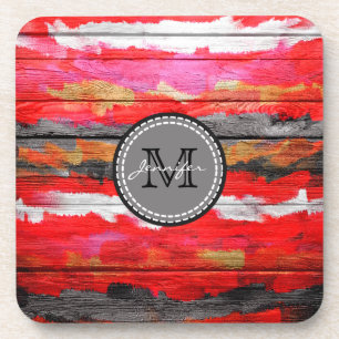 Porta-copo Cores Pintadas Madeira Olhar Monograma #6