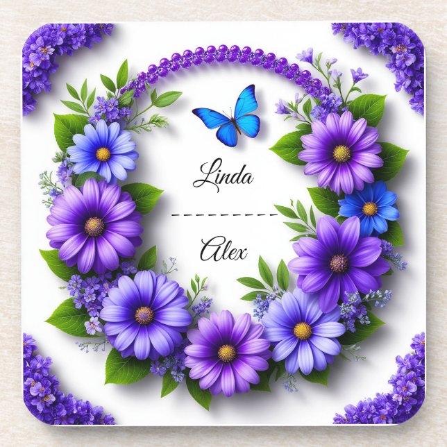 Porta-copo Coroa Floral de Casamento (Frente)