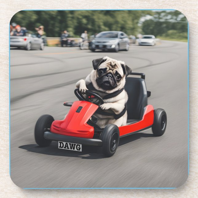 Porta-copo Corrida Pug go-kart (Frente)