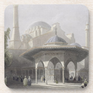 Porta-copo Corte e fonte de St. Sophia, Istambul, engrav