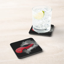 Corveta Vermelha com fundo removível com fumaça de