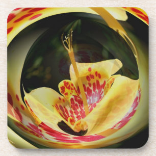 Porta-copo Costa de Cortiça Floral de Lily Abstrato, Amarelo,