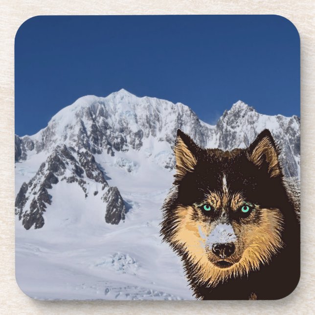 Porta-copo Costeira de Bebidas Siberianas Husky (Frente)