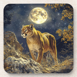 Porta-copo Cougar na Arte da Vida Selvagem à Lua