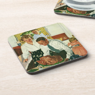 Porta-copo Cozinha de Família Vintage Cozinhando Jantar de Aç