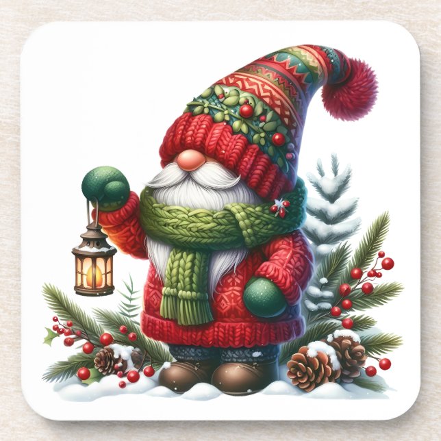 Porta-copo Cozy Christmas Gnome Art – Festive Holiday (Frente)