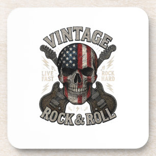 Porta-copo Crânio de Rock Antigo Bandeira Americana Guitarra