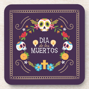 Porta-copo Crânios Florais Coloridos Dia de Muertos Porta co