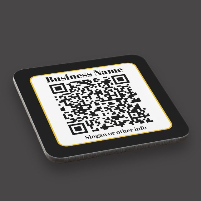 Porta-copo Create Your Own QR Code | Black White Gold Border (Criador carregado)