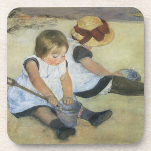 Porta-copo Crianças brincando na praia por Mary Cassatt