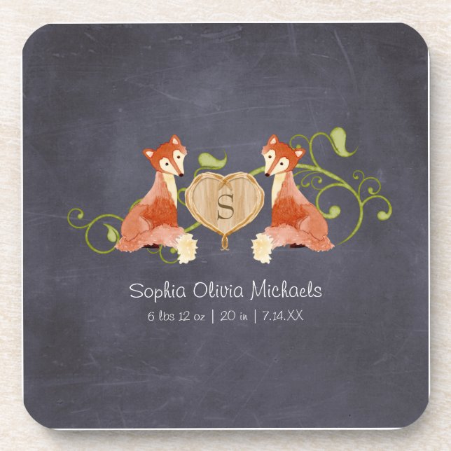 Porta-copo Criaturas de animais florestais, raposa e vinha re (Frente)