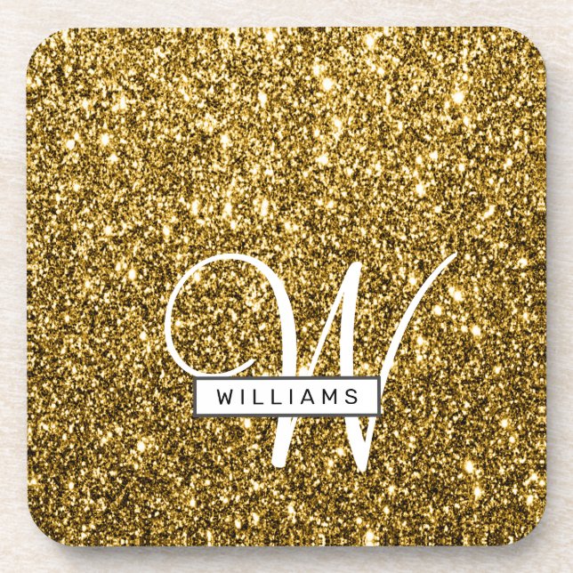 Porta-copo Crie o seu próprio Luxe Dourado Glitter Sparkle Pa (Frente)