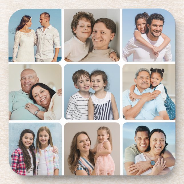 Porta-copo Crie os seus cantos redondos 9 Colagem de fotos (Frente)