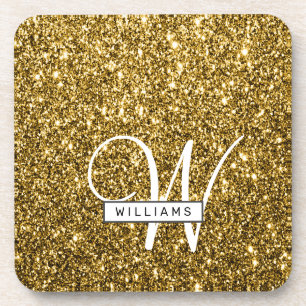 Porta-copo Crie seu próprio Luxe Dourado Glitter Sparkle Par