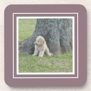 Porta-copo Crie seu próprio modelo de foto roxo e branco