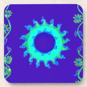 Porta-copo Crie sua própria Arte Floral Azul Iridescente