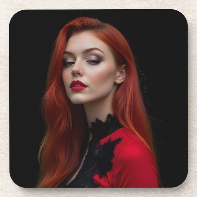 Porta-copo Crimson Elegance: Um Retrato Gótico (Frente)