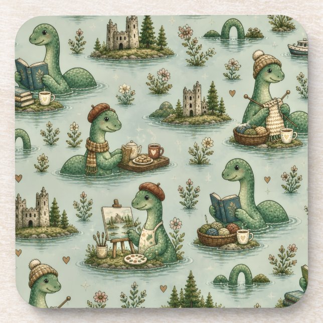 Porta-copo Criptídeos Aconchegantes Nessie Monstro do Lago Ne (Frente)