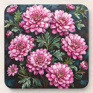 Porta-copo Crisântemos Rosa Vibrante