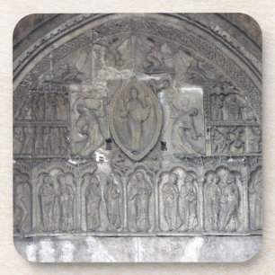 Porta-copo Cristo com dois anjos e cenas da vida de