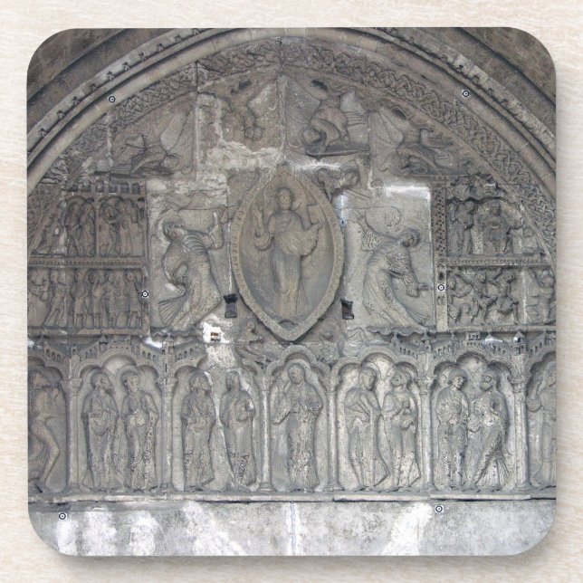 Porta-copo Cristo com dois anjos e cenas da vida de (Frente)