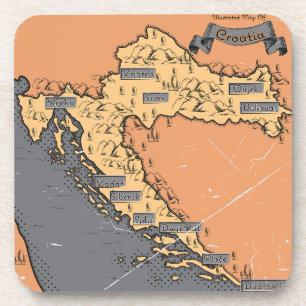 Porta-copo Croácia Mapa antigo vintage