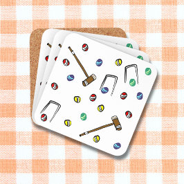 Porta-copo Croquet Mallets Wickets Ilustrados À Mão